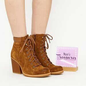 Brown Suede Lace-Up Ankle Boots